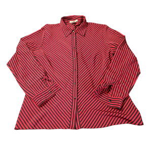 Creations Womens Button Down Blouse Size Medium 100% Polyester Long Sleeve